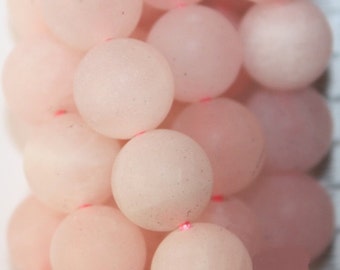 Matte Rose Quartz Beads - Round 10 mm Gemstone Beads - Full Strand 15 1/2", 37 beads, AA Quality