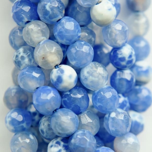 Faceted Fire Agate  Beads - Round 6 mm Gemstone Beads - Full Strand 15 1/2", 62 beads, A Quality