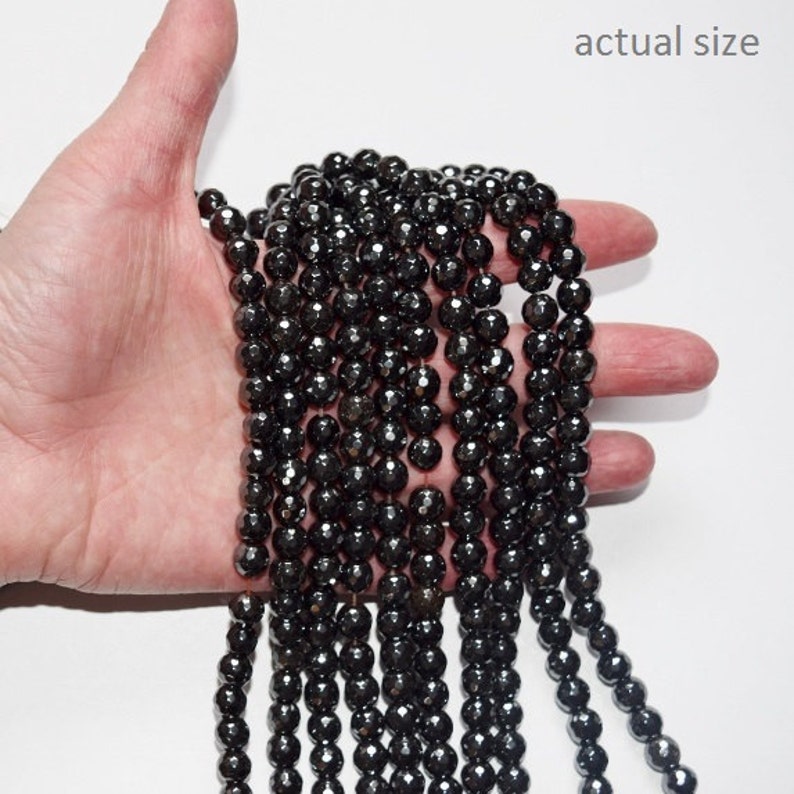 AA Quality Faceted Hematite Round Beads 8 mm 49 beads Full Strand 16