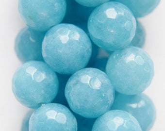 Faceted Blue Quartz beads, Round beads, 10 mm gemstone beads, 15 inch strand, 39 beads, A-Quality