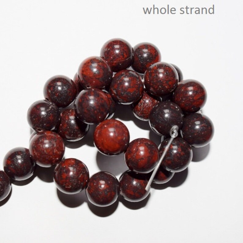Natural Poppy Jasper Beads Brecciated Jasper Round 12 Mm Etsy