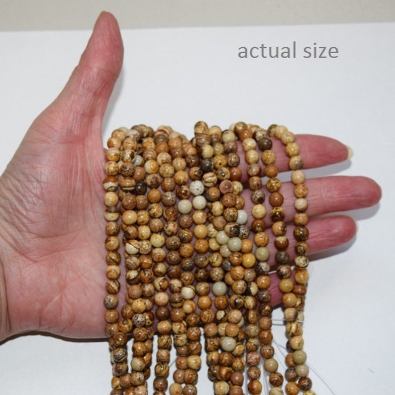 Natural Sand Jasper Beads, Picture Jasper beads Round 6 mm Gemstone Beads Full Strand 15 1/2, 60 beads, A Quality image 3