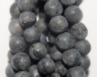 Genuine Matte Larvikite Beads - Round 6 mm Gemstone Beads - Full Strand 15 1/2", 61 beads, A+ Quality