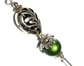5 quot Green Hat Pin Vintage Tibetan Antique Silver Style - With Pin Protector (HP4-30)