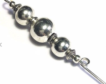 6" Silver Bead Antique Vintage Style Hatpin Strong Pin plus Protector