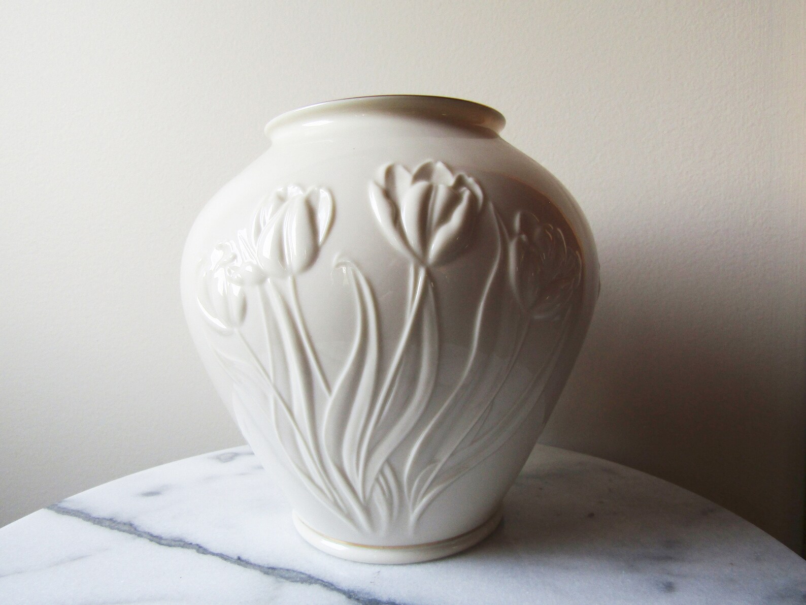 Large Lenox Vase Ivory Floral Vase Etsy