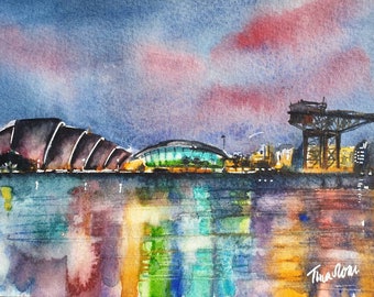 Beautiful Glasgow Skyline at dusk print