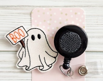 Ghost Interchangeable Badge Reel Topper/Badge Holder/ID Holder/Halloween/Nurse Badge/Swappable Badge/Retractable Badge/Nurse Gift/Spooky/Boo