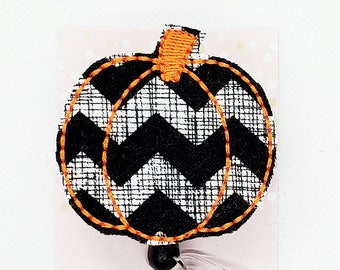 Pumpkin Badge Reel/Buffalo Plaid Pumpkin/Badge Holder/ID Holder/Badge Reel/Nurse Badge/Nurse Gift/fall badge/Retractable Badge/Autumn Badge