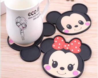 Minnie Mouse Coaster/Mickey Mouse Coaster/Drink Coaster/Silicone Drink Coaster/Kawaii/Novelty/Gift/Silicone/Tsum Tsum/Mickey Mouse/