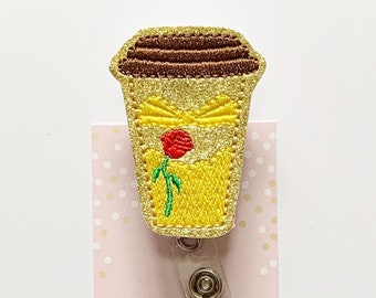 Latte Badge Reel/Nurse badge reel/Badge Holder/ID Holder/Badge Reel/Nurse gift/Coffee/Retractable badge/