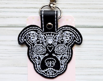Sugar Skull Pit Bull Keychain/Purse Charm/Bag Tag/Backpack tag/lunch bag tag/dog lover/Pittie/Pit Bull gift/dog keychain/key chain/