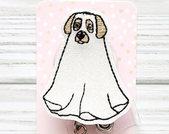 Ghost Dog Badge Reel/Halloween Badge Reel/Cute badge Reel/Badge Holder/ID Holder/Badge Reel/Nurse Badge/Nurse Gift/Retractable Badge/Dog