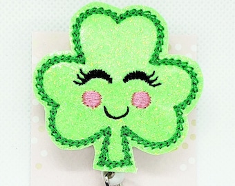 Shamrock Badge Reel/Retractable Badge Reel/Badge Holder/ID Holder/Badge Reel/Kawaii Badge Reel/St. Patrick's Day Badge/Nurse Badge Reel