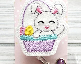 Easter Badge Reel/Bunny Badge/Badge Holder/ID Holder/Nurse Badge Reel/Nurse Gift/Retractable Badge/Rabbit/Cute Bunny/Easter Bunny Badge