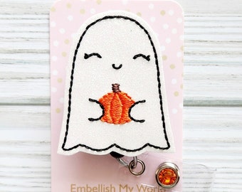 Ghost Badge Reel/Halloween Badge Reel/Cute Ghost badge/Badge Holder/ID Holder/Badge Reel/Nurse Badge/Nurse Gift/Retractable Badge