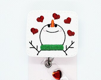 Snowman Badge Reel/Badge Holder/ID Holder/Badge Reel/Nurse Gift/Valentine/Christmas Badge Reel/Winter Badge/Teacher Badge/Nurse Badge