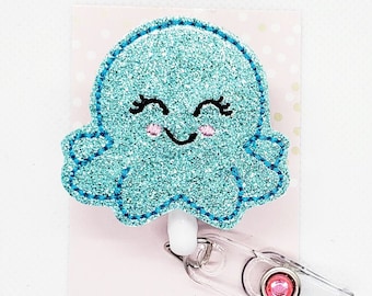 Cute Octopus Badge Reel/Retractable Badge Reel/Nurse Badge Reel/Badge Holder/ID Holder/Badge Reel/Nurse Gift/Summer badge/Sea Life badge