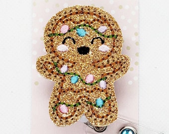 Gingerbread Man Badge Reel/Christmas Badge Reel/Badge Holder/ID Holder/Badge Reel/Nurse Gift/Nurse Badge Reel/Cute badge reel/Pastel