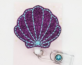 Sea Shell Badge Reel/Retractable Badge Reel/Nurse Badge Reel/Badge Holder/ID Holder/Badge Reel/Nurse Gift/Summer badge/Beach badge/Shell