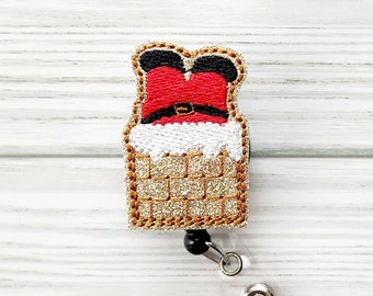 Christmas Badge Reel/Santa Badge Reel/Badge Holder/ID Holder/Badge Reel/Nurse Badge Reel/Nurse Gift/Teacher/Chimney