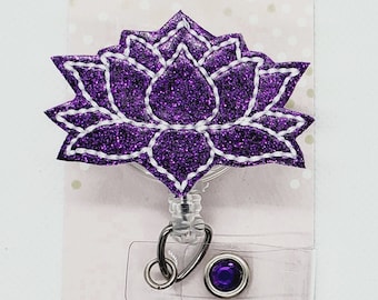 Purple Lotus Flower Badge Reel/Badge Reel/Nurse Badge/Badge Holder/ID Holder/Badge Reel/Nurse Gift/Retractable Badge/Floral Badge/Gift for