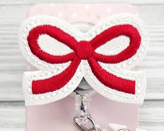 Red Coquette Bow Badge Reel/Retractable Badge Reel/Nurse Badge Reel/Badge Holder/ID Holder/Badge Reel/Nurse Gift/pink bow/Interchangeable