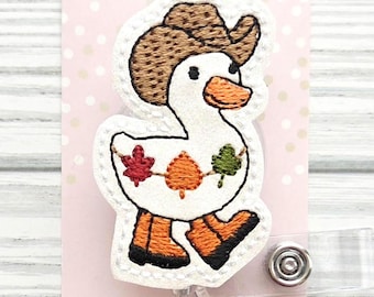 Fall Cowboy Goose Badge Reel/Western/Badge Holder/ID Holder/Badge Reel/Nurse Badge/Nurse Gift/Retractable Badge/Interchangeable Badge/Autumn