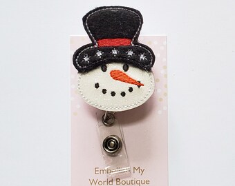 Snowman Badge Reel/Badge Holder/ID Holder/Badge Reel/Nurse's Gift/Medical Student/Christmas Badge Reel/Winter Badge Reel/Nurse Badge/Winter