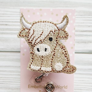 Highland Cow Badge Reel/Retractable Badge Reel/Nurse Badge Reel/Badge Holder/ID Holder/Badge Reel/Nurse Gift/Teacher badge/Pediatric