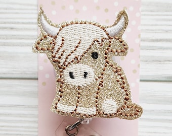 Highland Cow Badge Reel/Retractable Badge Reel/Nurse Badge Reel/Badge Holder/ID Holder/Badge Reel/Nurse Gift/Teacher badge/Pediatric