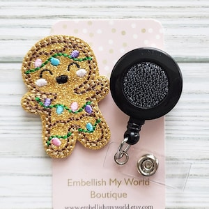 Gingerbread Man Interchangeable Badge Reel/Badge Holder/ID Holder/Badge Reel/Christmas Badge Reel/Nurse Badge/Swappable Badge/Reel Topper