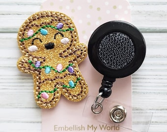 Gingerbread Man Interchangeable Badge Reel Topper/Badge Holder/ID Holder/Badge Reel/Christmas Badge Reel/Nurse Badge/Swappable Badge