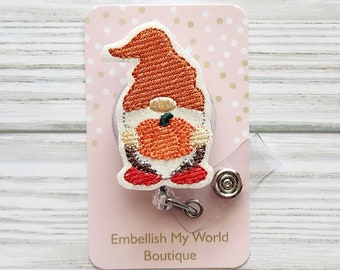 Fall Gnome Badge Reel/Pumpkin SpiceBadge/Badge Holder/ID Holder/Badge Reel/Nurse Badge/Nurse Gift/fall badge/Retractable Badge/Autumn Badge