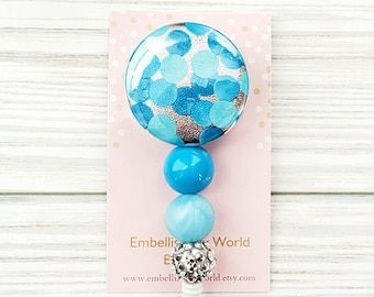 Badge Reel/Blue Badge Reel/Badge Reel/Nurse Badge/Badge Holder/ID Holder/Badge Reel/Nurse Gift/Name Badge/Retractable Badge/Beaded Badge/