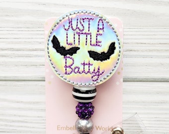 Beaded Halloween Badge Reel/Bat badge/Badge Holder/ID Holder/Badge Reel/Nurse Badge/Nurse Gift/Retractable Badge/little batty/