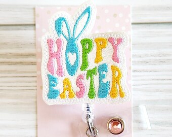 Easter Badge Reel/Easter Bunny Badge/Badge Holder/ID Holder/Nurse Badge Reel/Nurse Gift/Retractable Badge/Teacher Gift/Hoppy Easter