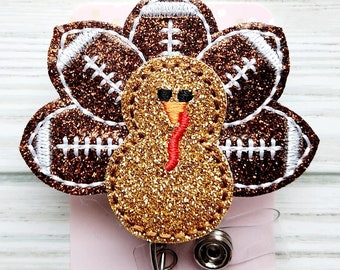 Football Turkey Badge Reel/ThanksgivingBadge Reel/Badge Holder/ID Holder/Badge Reel/Nurse gift/Nurse Badge Reel/cute badge/Retractable badge