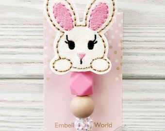 Easter Badge Reel/Easter Bunny Badge/Badge Holder/ID Holder/Nurse Badge Reel/Nurse Gift/Retractable Badge/Beaded Badge/Bunny Badge/
