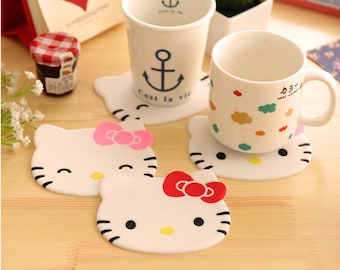 Hello Kitty Coaster/Drink Coaster/Party Supplies /Party Favor/Decor/Silicone Drink Coaster/Hello Kitty Party/