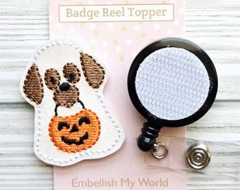 Ghost Dog Interchangeable Badge Reel Topper/Badge Holder/ID Holder/Badge Reel/Halloween/Nurse Badge/Swappable Badge/Cute/Nurse Gift