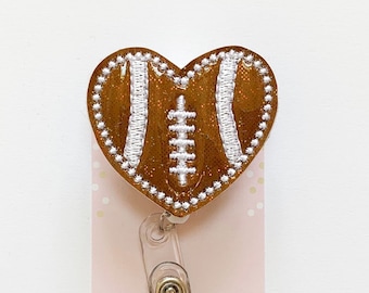 Heart Football Badge Reel/Badge Reel/Badge Holder/ID Holder/Badge Reel/Nurse Badge Reel/Teacher Badge/Nurse Gift/Football/Football fan/team