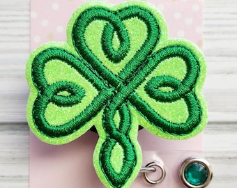Celtic Shamrock Badge Reel/St Patricks/Retractable Badge Reel/Nurse Badge Reel/Badge Holder/ID Holder/Badge Reel/Nurse Gift/Interchangeable