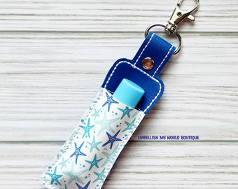 Starfish Lip Balm Holder-Lip Balm Keychain-Bag Accessories-Teacher Gift-Teacher Appreciation-Lanyard Accessories-Summer Lip Balm Holder