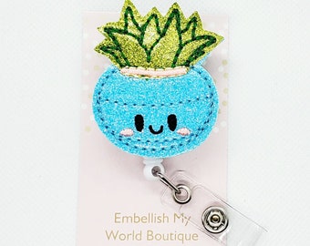 Succulent Badge Reel/Kawaii Badge Reel/Badge Holder/ID Holder/Badge Reel/Nurse's Gift/Medical Student Gift/Teacher Gift/Cactus