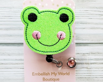 Cute Frog Badge Reel/Chill Vibes/Retractable Badge Reel/Nurse Badge Reel/Badge Holder/ID Holder/Badge Reel/Nurse Gift/Interchangeable/