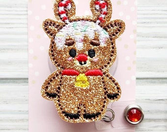 Reindeer Badge Reel/Christmas Badge Reel/Badge Holder/ID Holder/Badge Reel/Nurse Badge/Nurse Gift/Retractable Badge/Interchangeable Badge