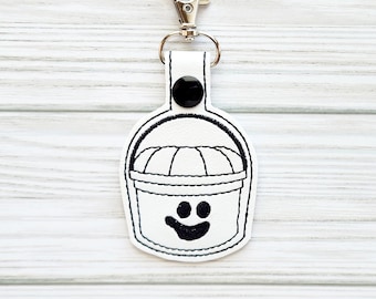 Ghost Halloween Bucket Keychain/Purse Charm/Key Fob/Halloween Pail/Lobster clasp keychain/Halloween/Bag tag/Backpack Tag/Cute ghost/