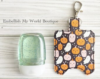 Halloween Sanitizer Holder/Ghosts Pumpkins Sanitizer Holder/Hand Sanitizer Holder/Cute Halloween Keychain/