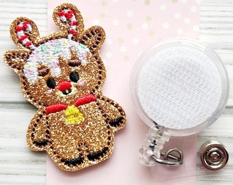 Reindeer Interchangeable Badge Topper/Badge Holder/ID Holder/Badge Reel/Christmas Badge Reel/Nurse Badge/Swappable Badge/Cute Christmas Badg